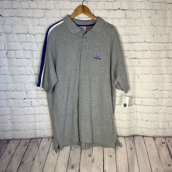 NFL Indianapolis Colts Polo Short sleeve Size XL Cotton NEW Gray Steel - Picture 1 of 6